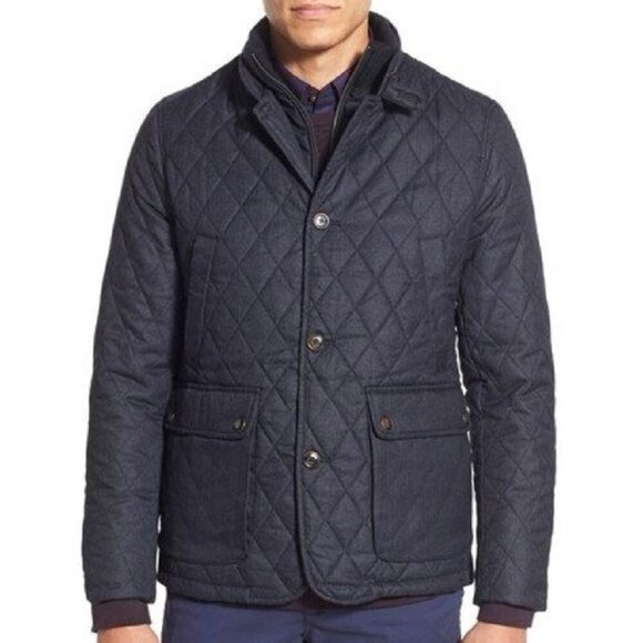 Ted Baker London Quilted Jacket Navy Blue Size 4 (Large) - Classic Casual - Picture 1 of 13
